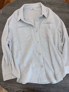 Light Gray Waffle Knit Top